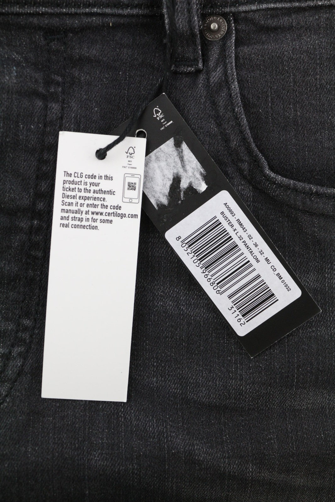 DIESEL Buster RM043 Mens Jeans W36/L32 Tapered Stretchy Button Fly Washed