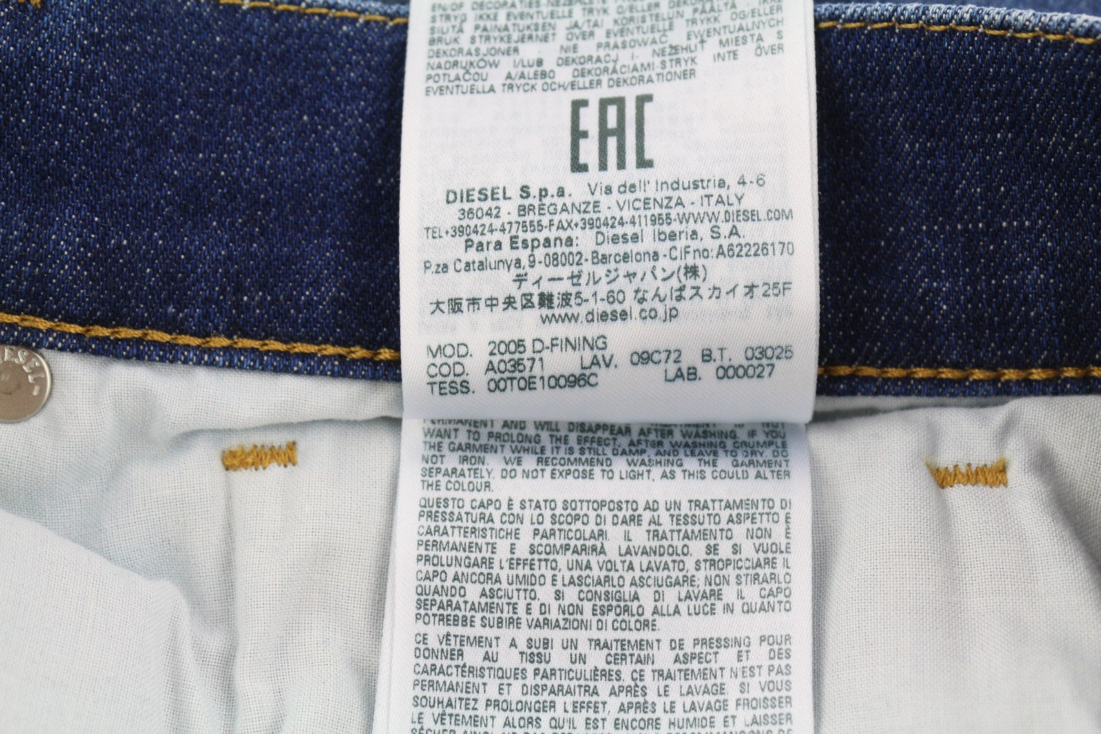 DIESEL 2005 D-Fining 09C72 Mens Jeans W30/L32 Mid Waist Tapered Blue RRP€225