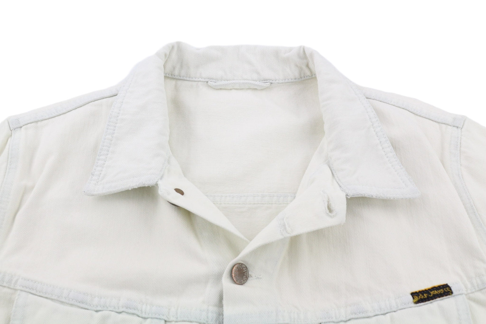 NUDIE JEANS Terry Men Jacket XL Extreme Bleach Pockets Buttons Spread Denim