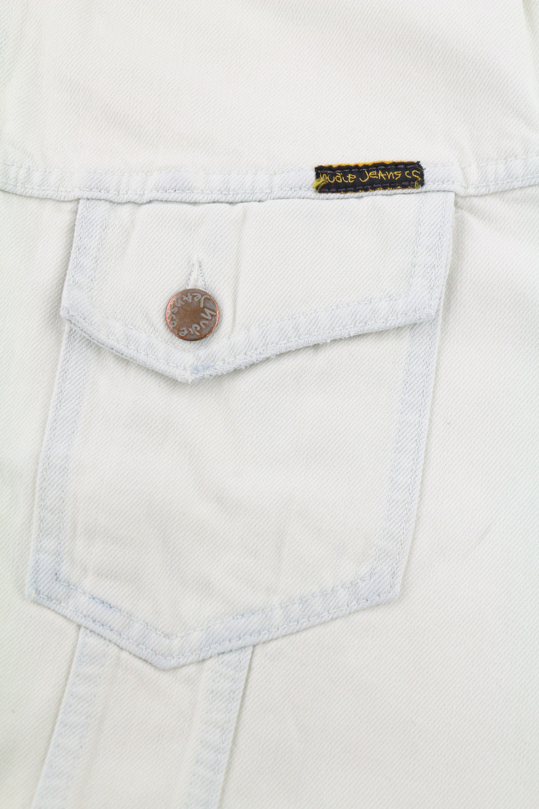 NUDIE JEANS Terry Men Jacket XL Extreme Bleach Pockets Buttons Spread Denim