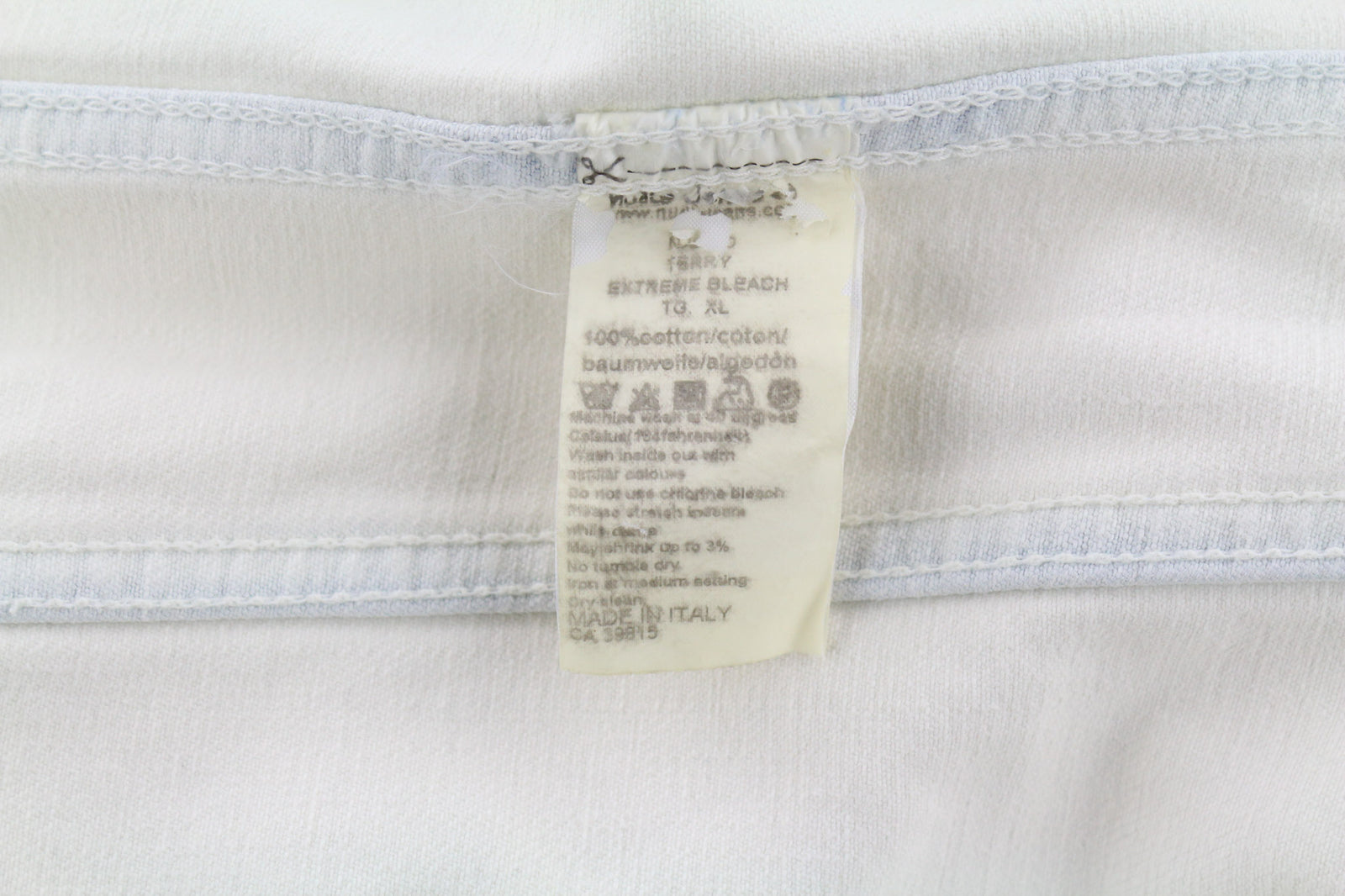 NUDIE JEANS Terry Men Jacket XL Extreme Bleach Pockets Buttons Spread Denim