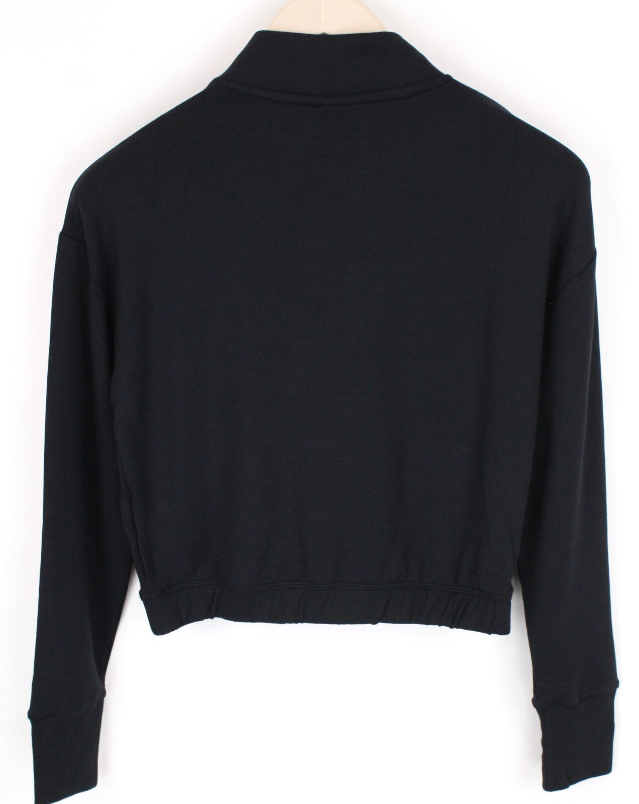 GYMSHARK Women Pipa Half-Zip Sweatshirt S Black Logo Cropped Activewear