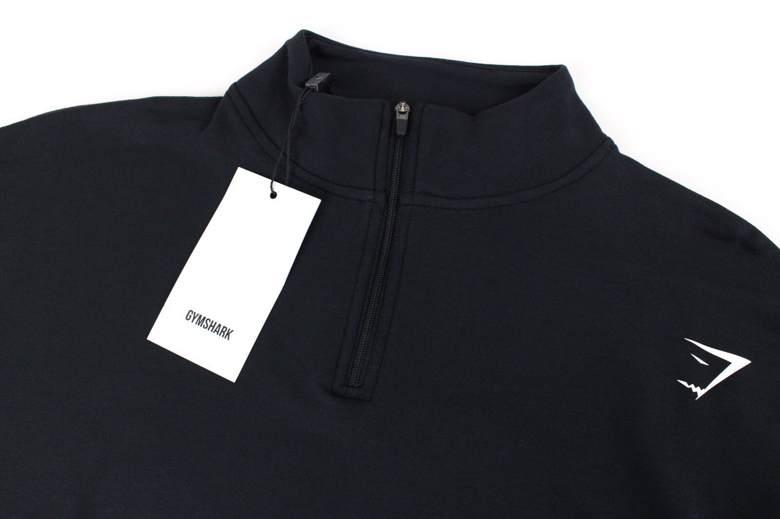 GYMSHARK Women Pipa Half-Zip Sweatshirt S Black Logo Cropped Activewear