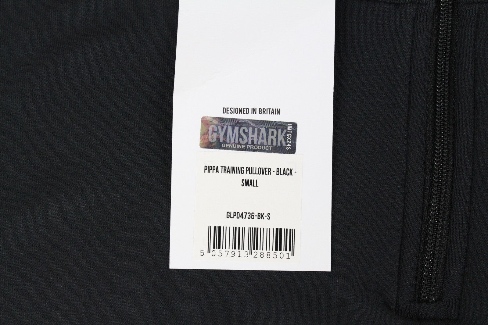 GYMSHARK Women Pipa Half-Zip Sweatshirt S Black Logo Cropped Activewear