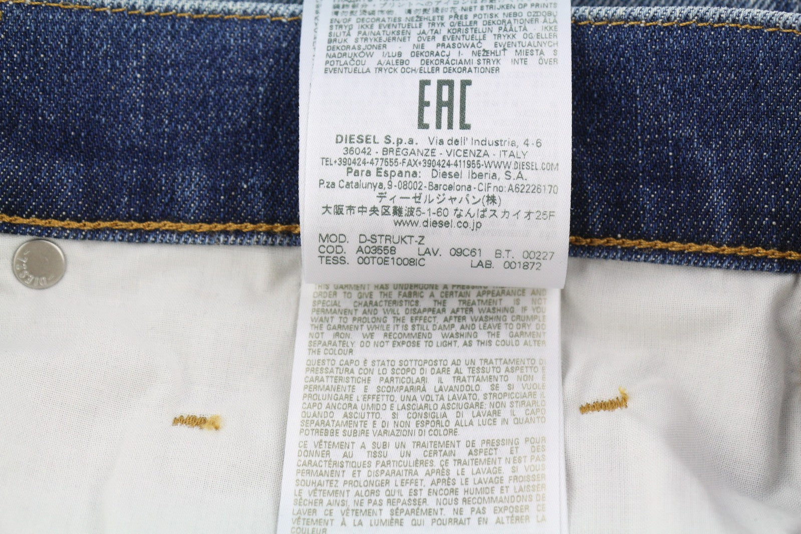 DIESEL D-Strukt-Z 09C61 Mens Jeans W32/L32 Slim Zip Fly Washed Blue RRP€250