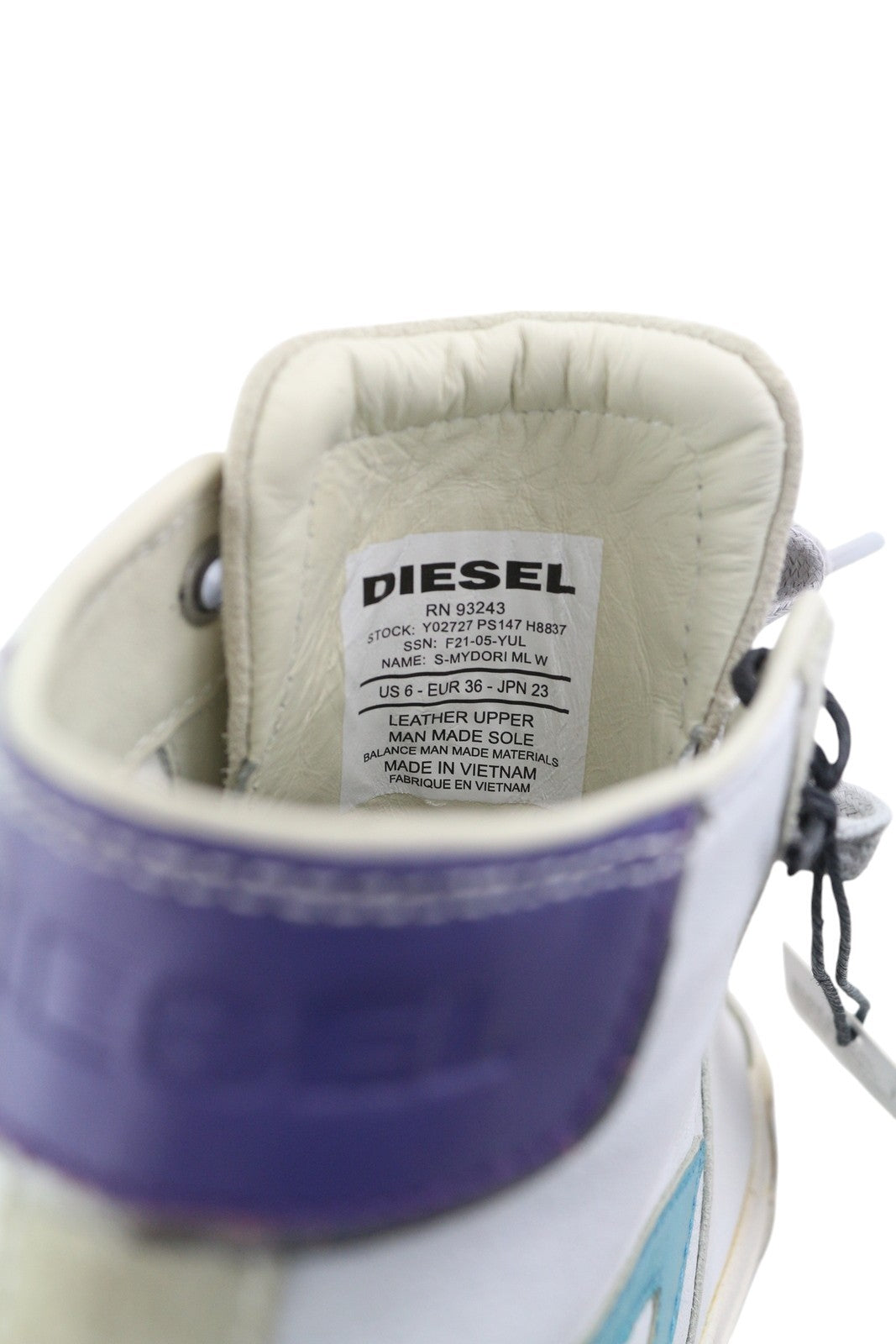DIESEL S-Mydori ML W Women Sneakers EU36 White Leather Mid Top Lace Up RRP€220