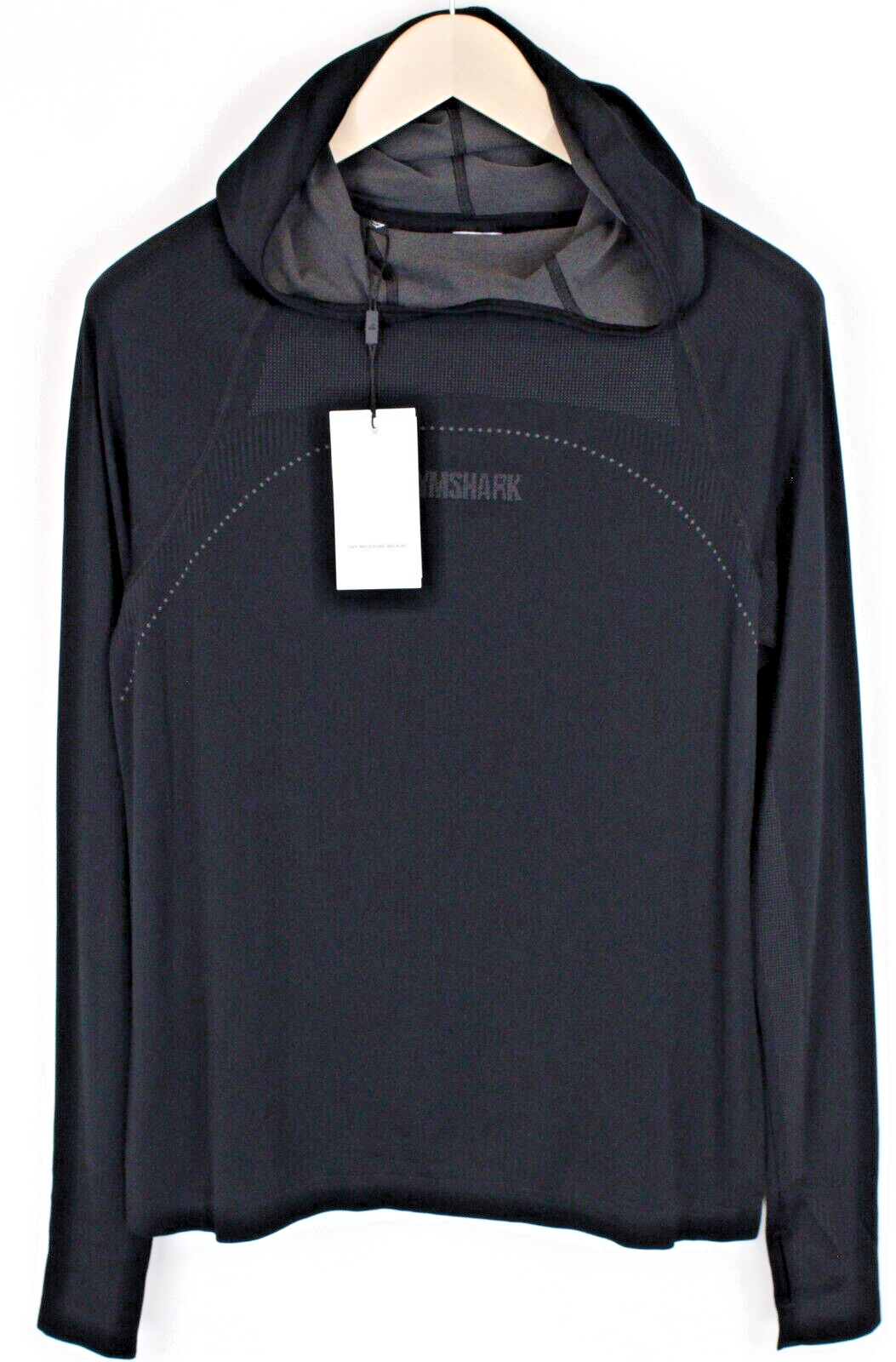 GYMSHARK Women Black Hoodie S Pullover Activewear Long Sleeve with Logo