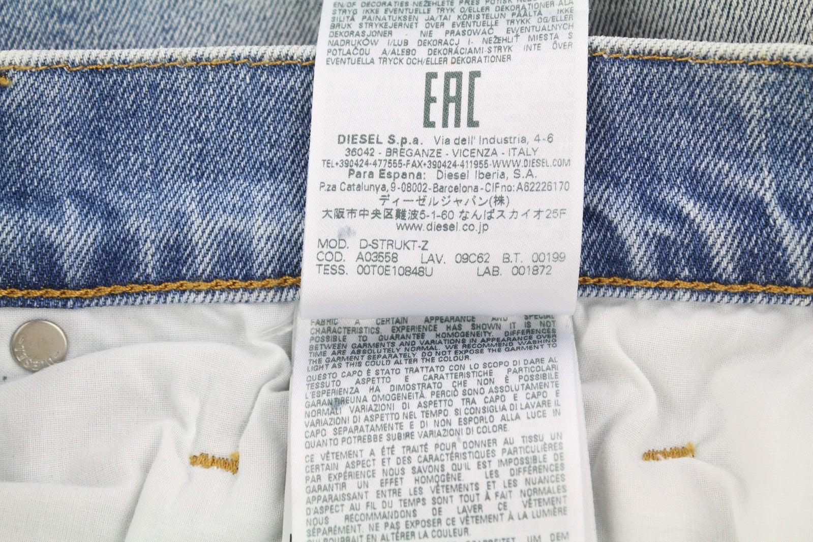 DIESEL D-Strukt-Z 09C62 Mens Jeans W32/L32 Slim Zip Fly Washed Blue RRP€195