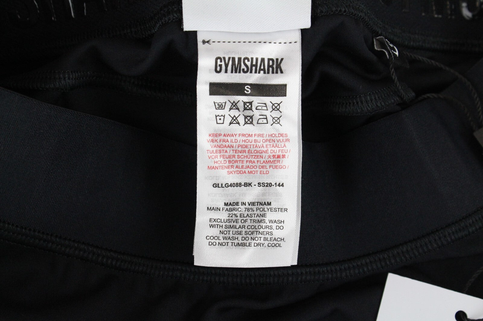 GYMSHARK Women Leggings S Black Logo Stretch High-Waist Sportswear