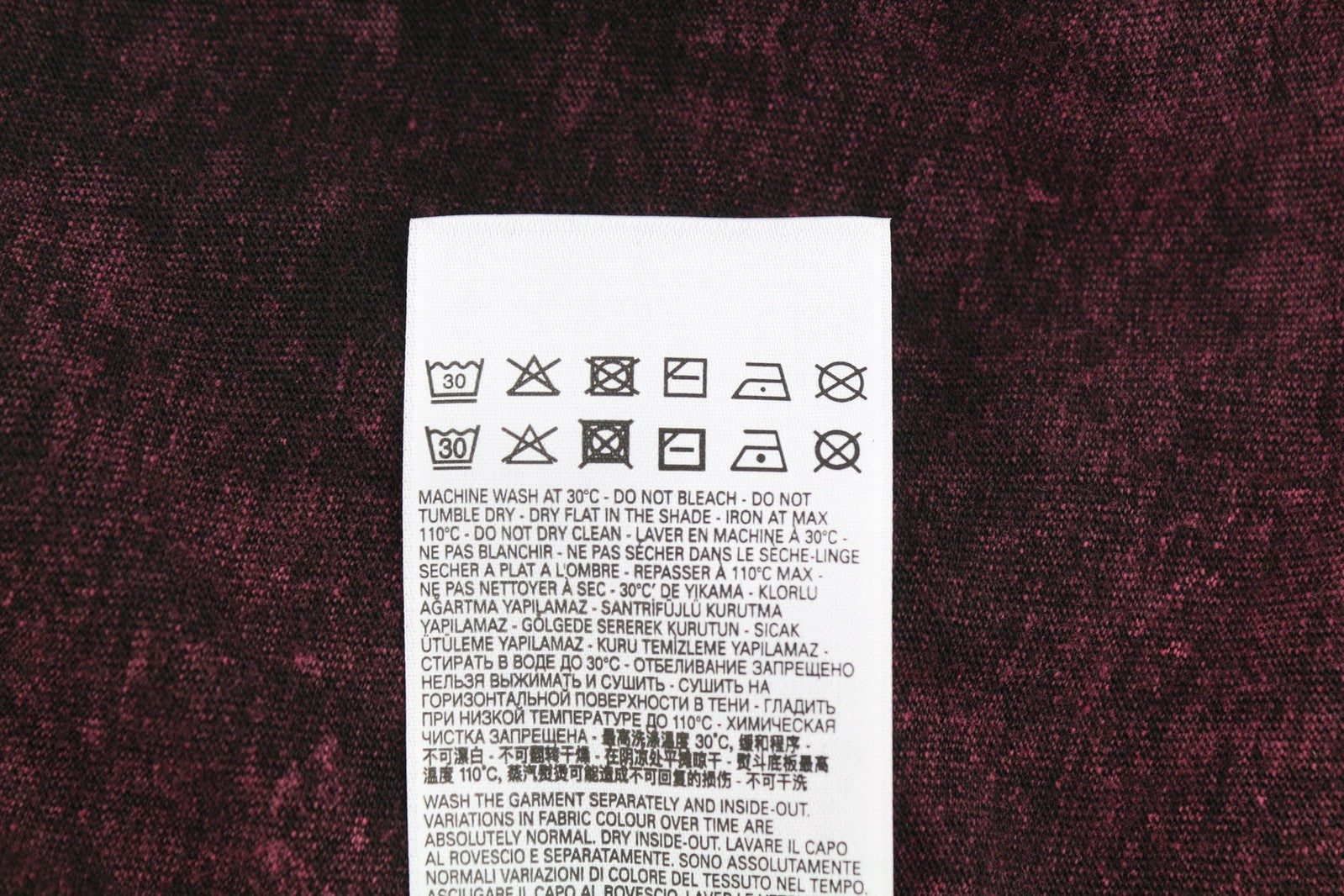 DIESEL T-Reg-E4 Women T-Shirt M Burgundy Short Sleeve Crew Neck Washed RRP€125