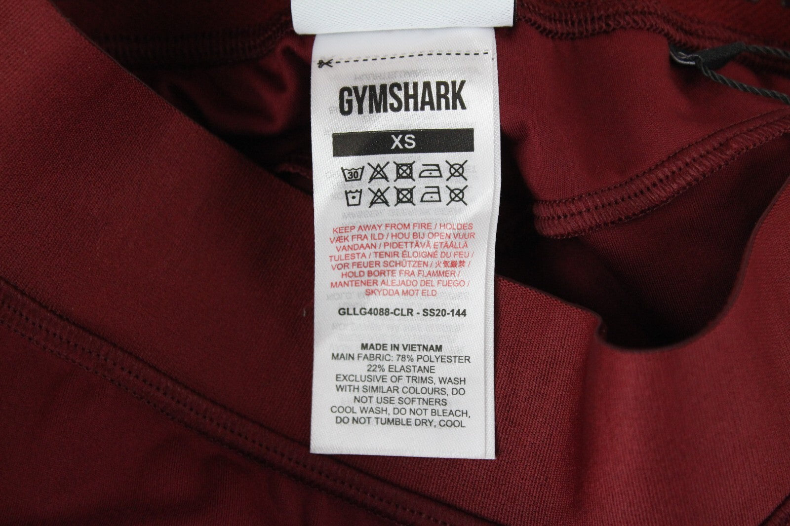 GYMSHARK Women Leggings S Red High-Waist Logo Stretch Sportswear