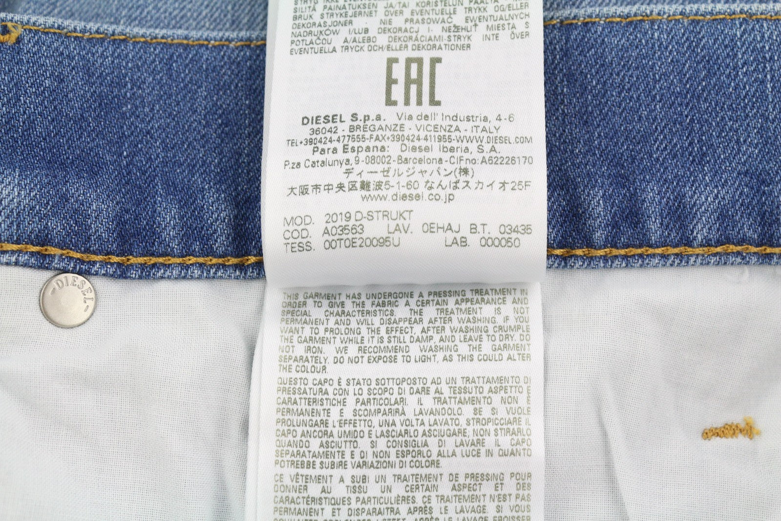 DIESEL 2019 D-Strukt 0EHAJ Mens Jeans W40/L34 Mid Waist Slim Washed Blue