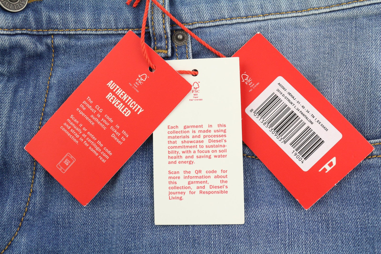 DIESEL 2019 D-Strukt 0EHAJ Mens Jeans W40/L34 Mid Waist Slim Washed Blue