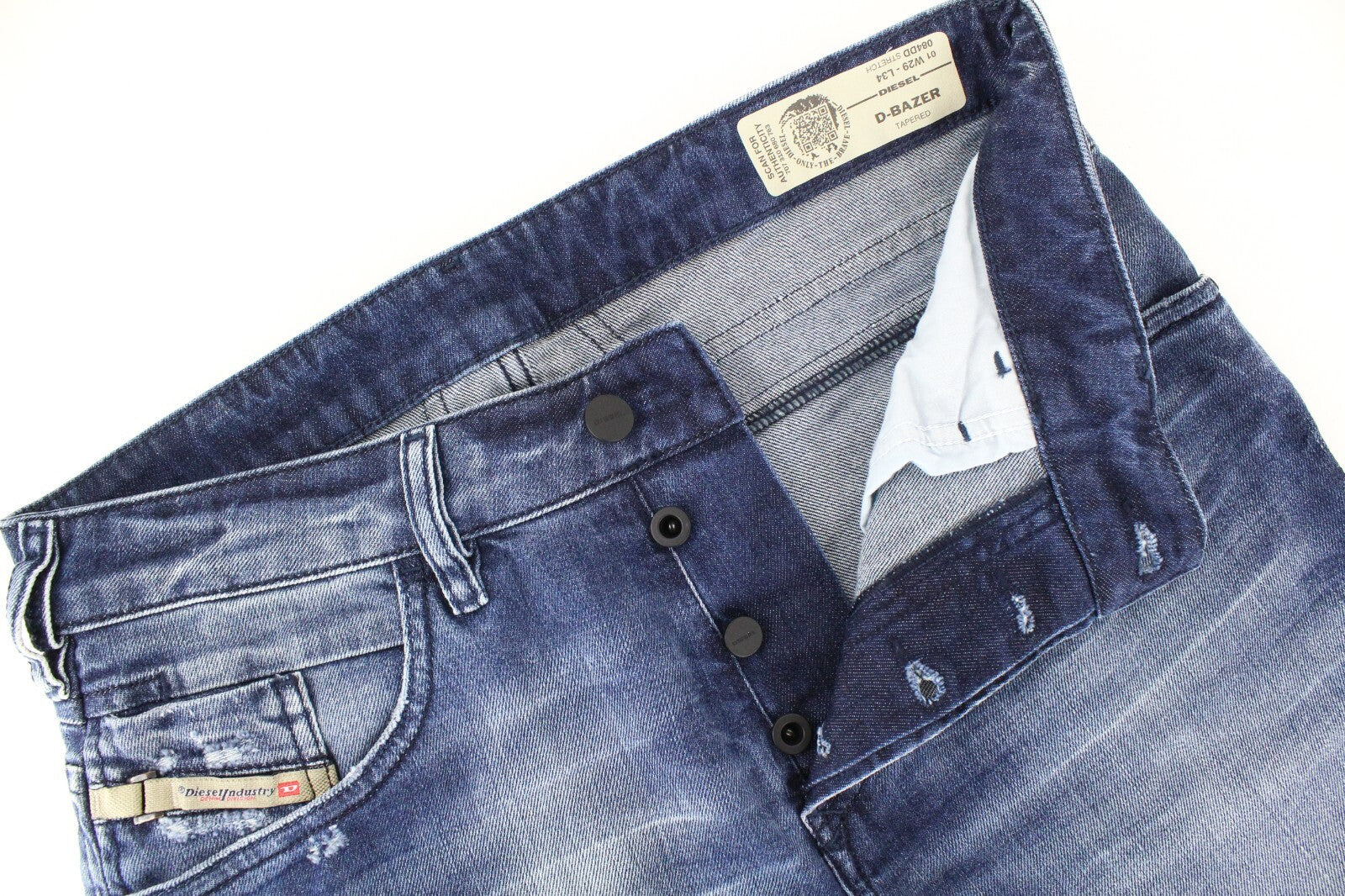 DIESEL  D-Bazer 084DD Men's Jeans W29/L34 Blue Cotton Washed Taper Fit Stretch