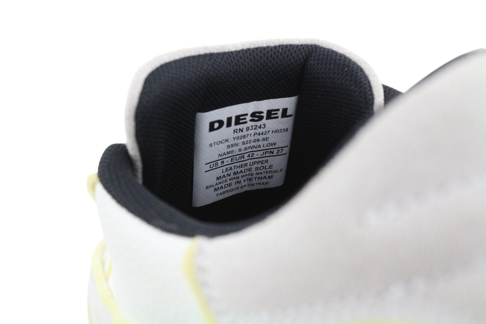 DIESEL S-Sinna Low Men Sneakers EU42 White Leather Low Top Lace Up RRP€160