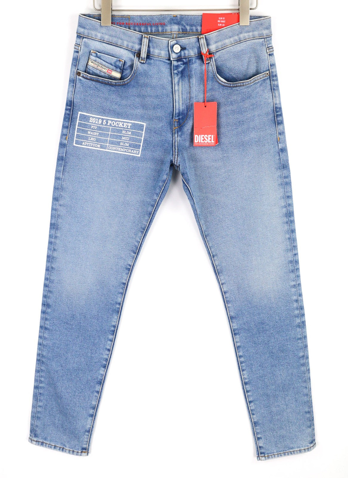 DIESEL 2019 D-Strukt 9B92S Mens Jeans W32/L32 Mid Waist Slim Washed Denim