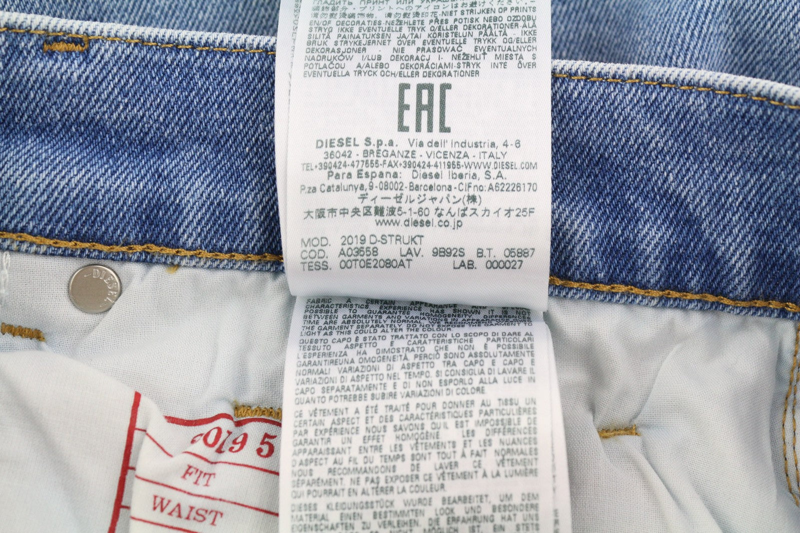 DIESEL 2019 D-Strukt 9B92S Mens Jeans W32/L32 Mid Waist Slim Washed Denim