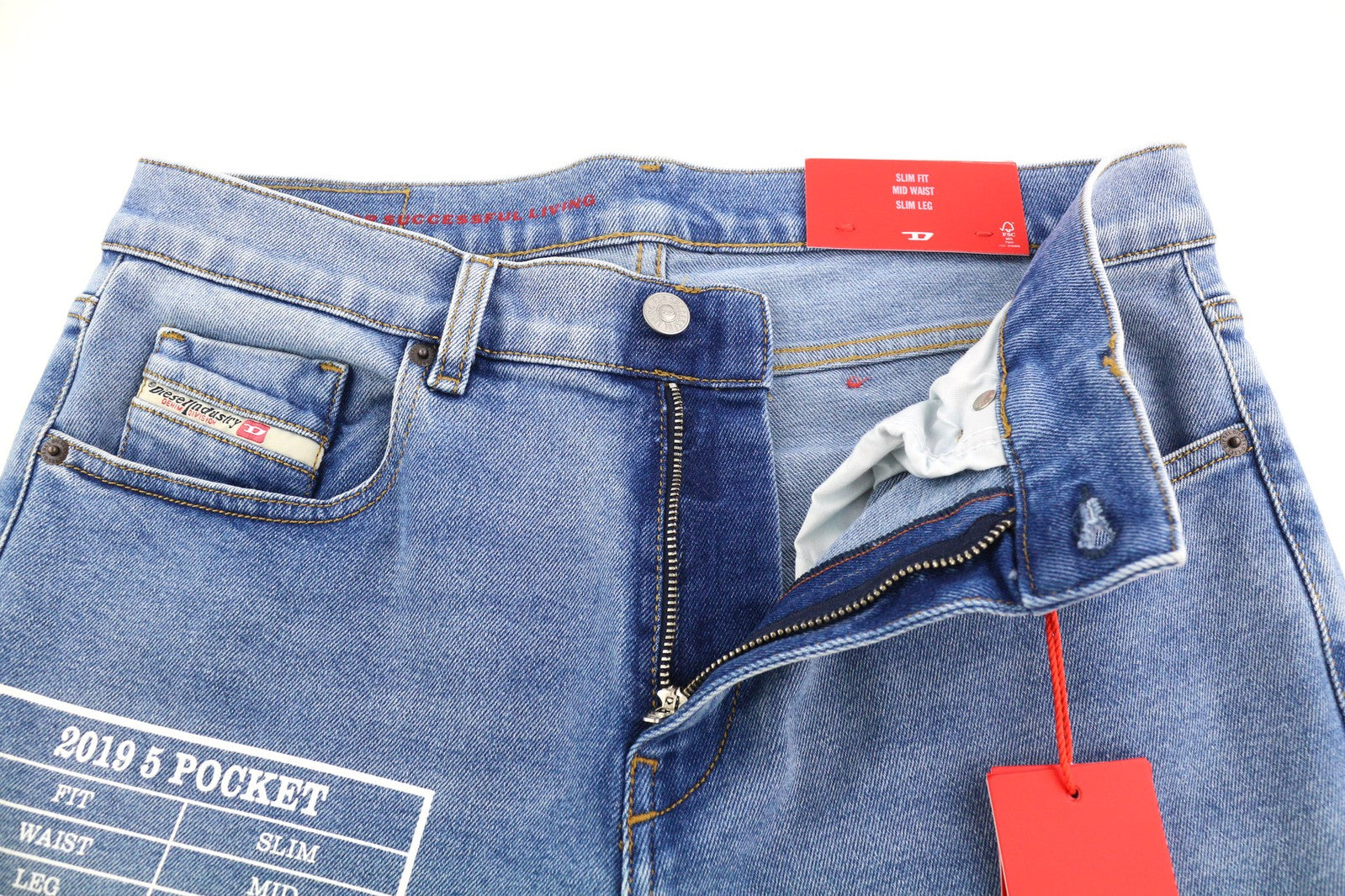 DIESEL 2019 D-Strukt 9B92S Mens Jeans W32/L32 Mid Waist Slim Washed Denim