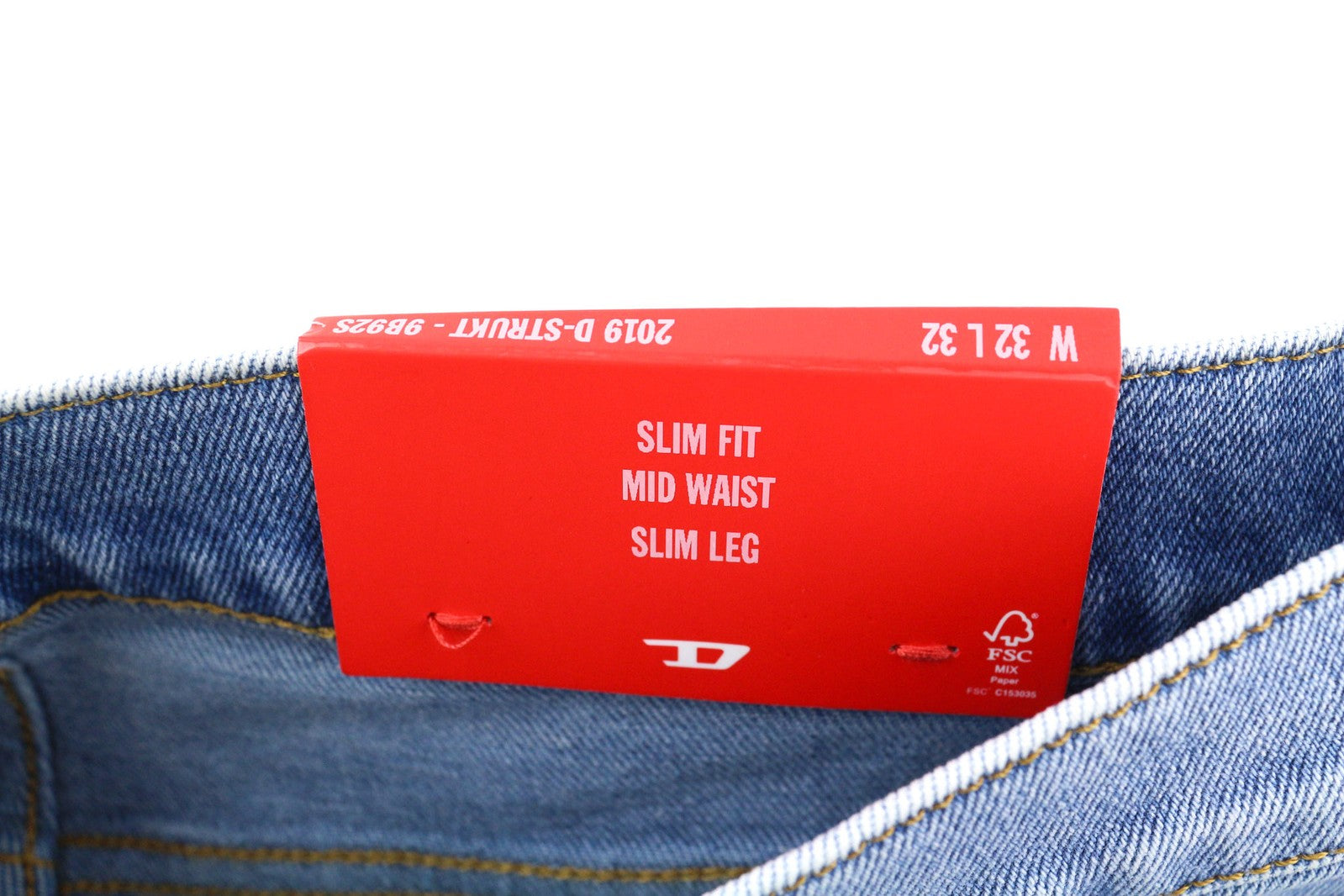 DIESEL 2019 D-Strukt 9B92S Mens Jeans W32/L32 Mid Waist Slim Washed Denim