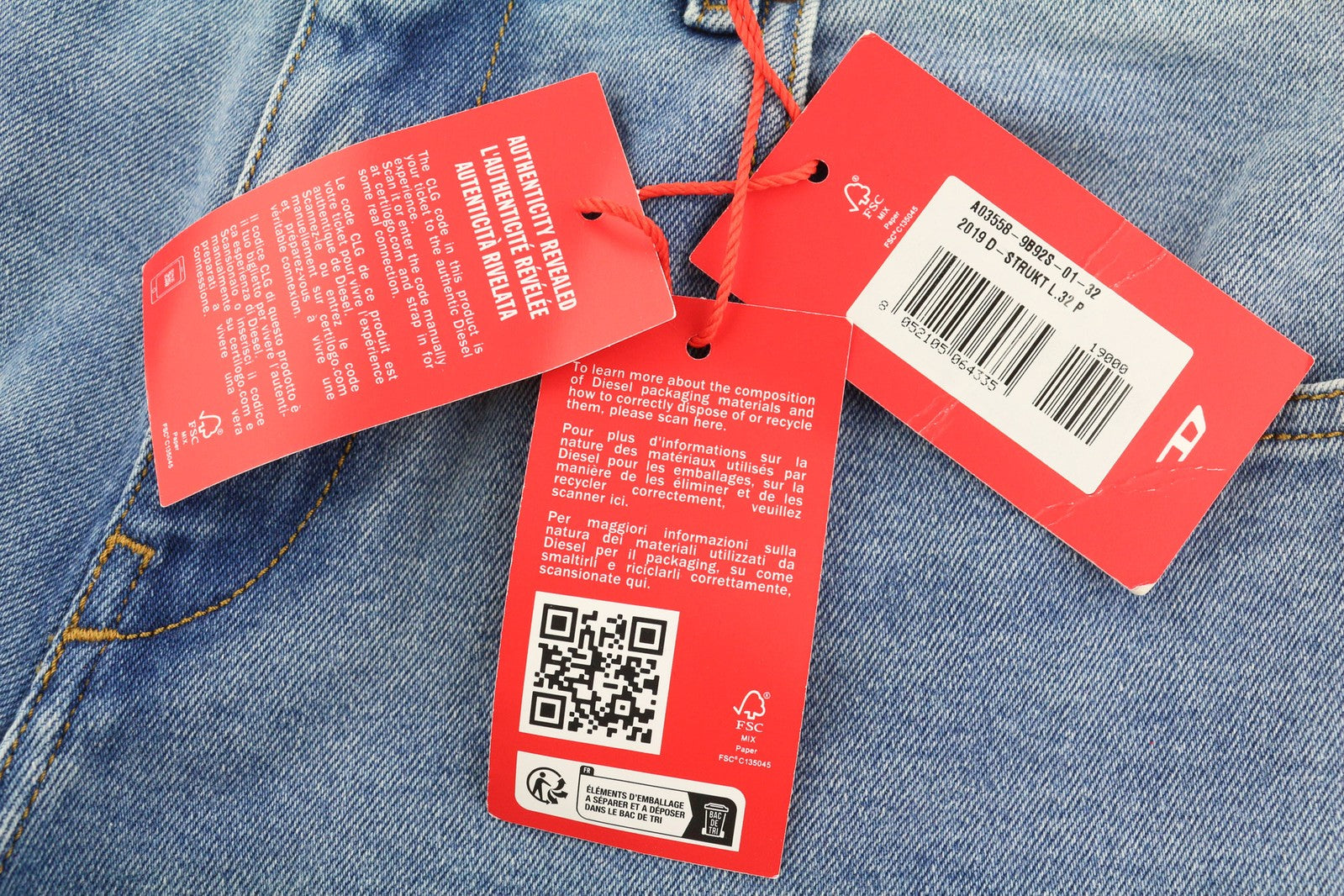 DIESEL 2019 D-Strukt 9B92S Mens Jeans W32/L32 Mid Waist Slim Washed Denim