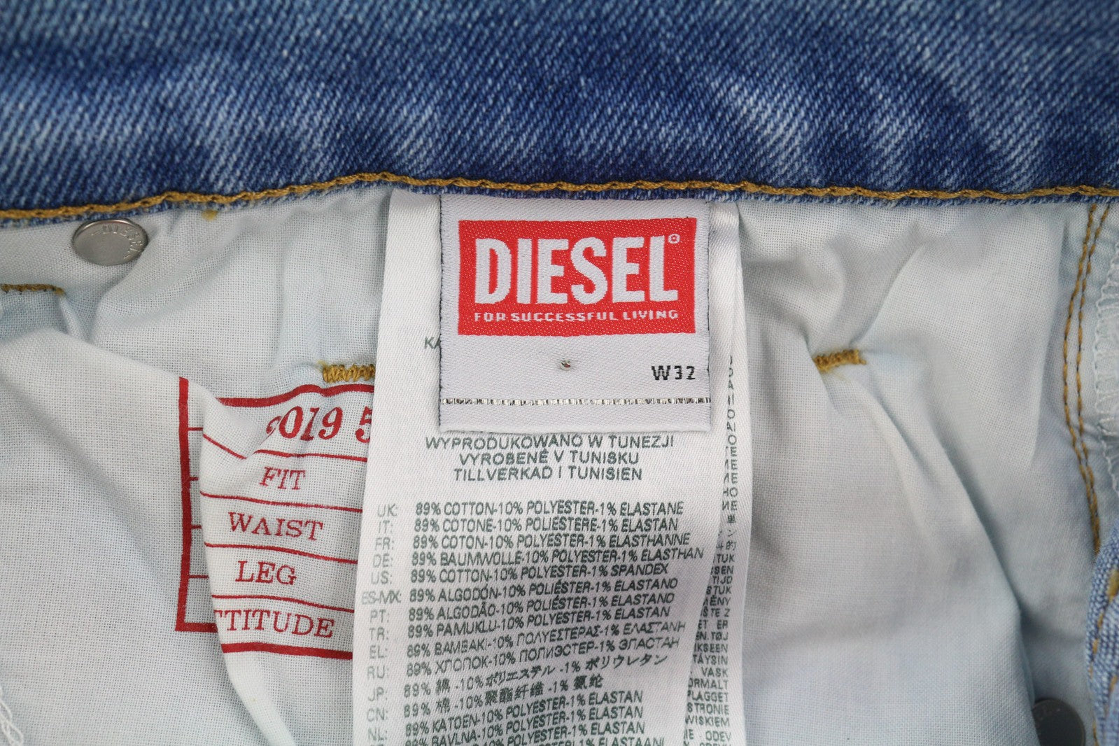 DIESEL 2019 D-Strukt 9B92S Mens Jeans W32/L32 Mid Waist Slim Washed Denim