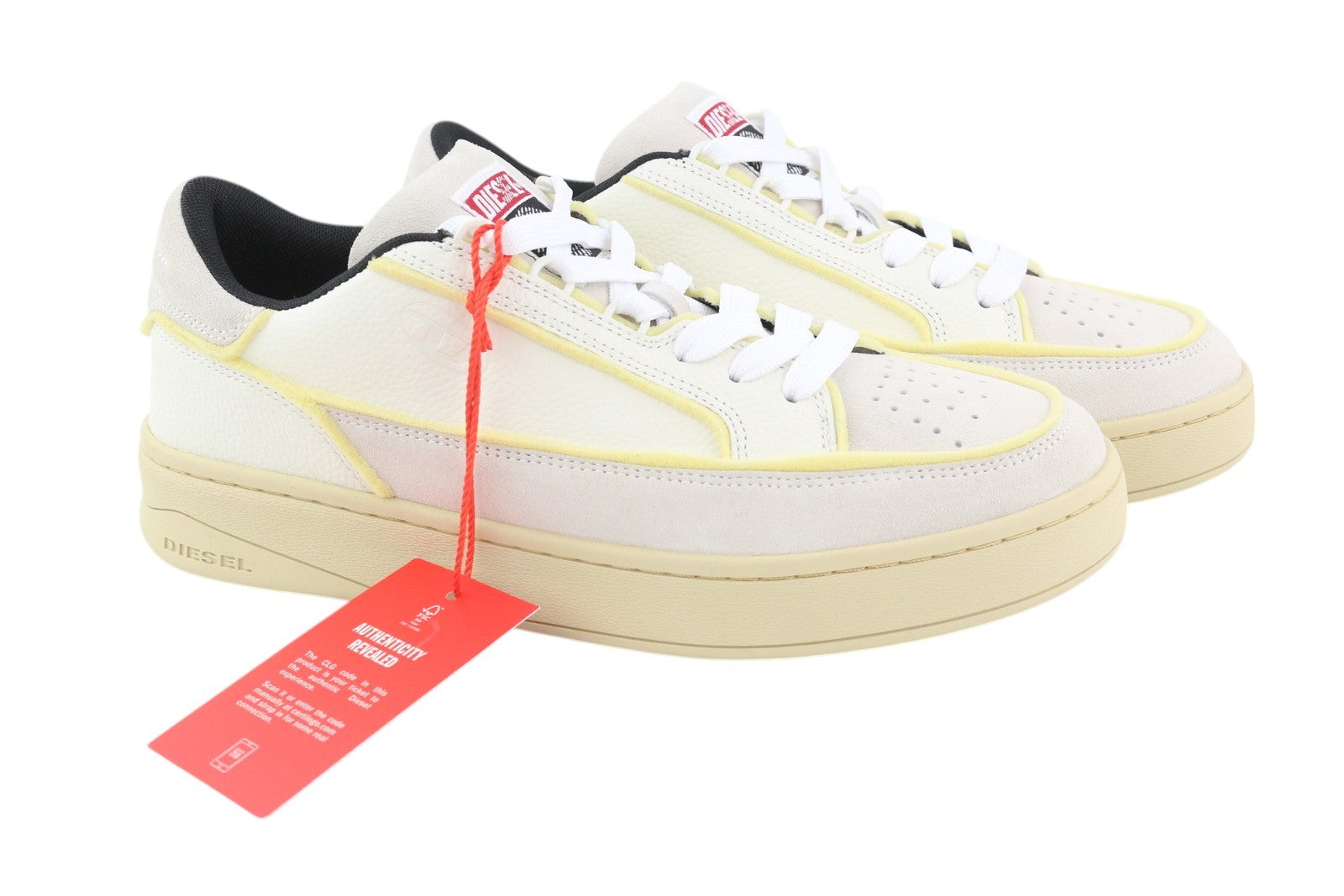 DIESEL S-Sinna Low Men Sneakers EU41 White Leather Low Top Lace Up RRP€160