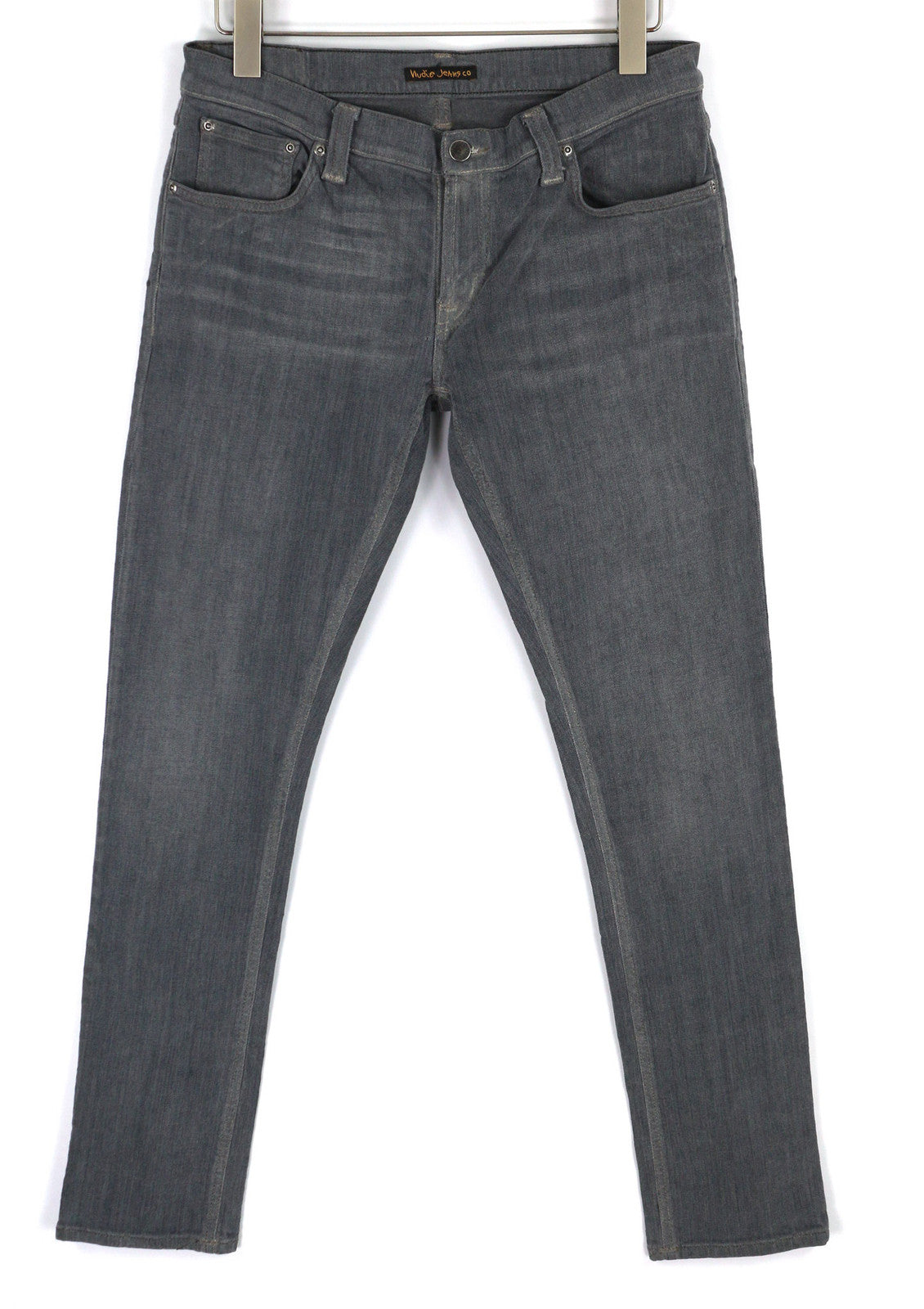 NUDIE JEANS Tight Long John Men Jeans W32/L32 Organic Charcoal Slim Leg Washed