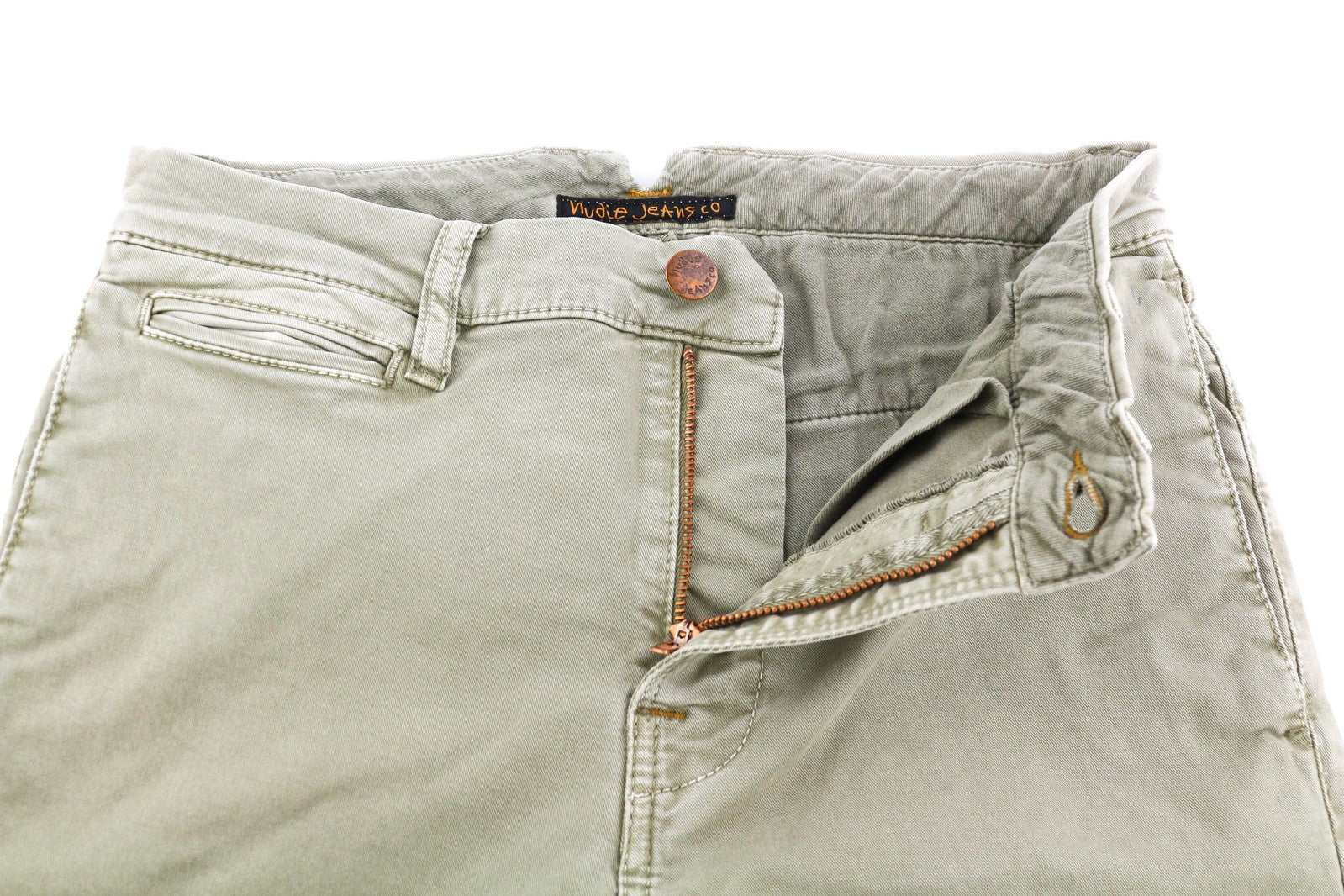 NUDIE JEANS Khaki Tight Womens Jeans W27/L32 Organic Dusty Skinny Zipper