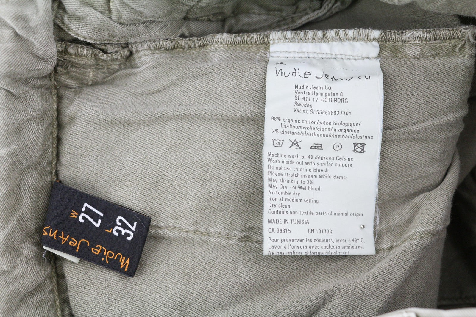 NUDIE JEANS Khaki Tight Womens Jeans W27/L32 Organic Dusty Skinny Zipper