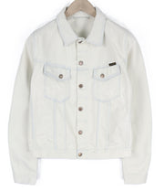 NUDIE JEANS Terry Men Jacket M Extreme Bleach Light Button Spread Denim Logo