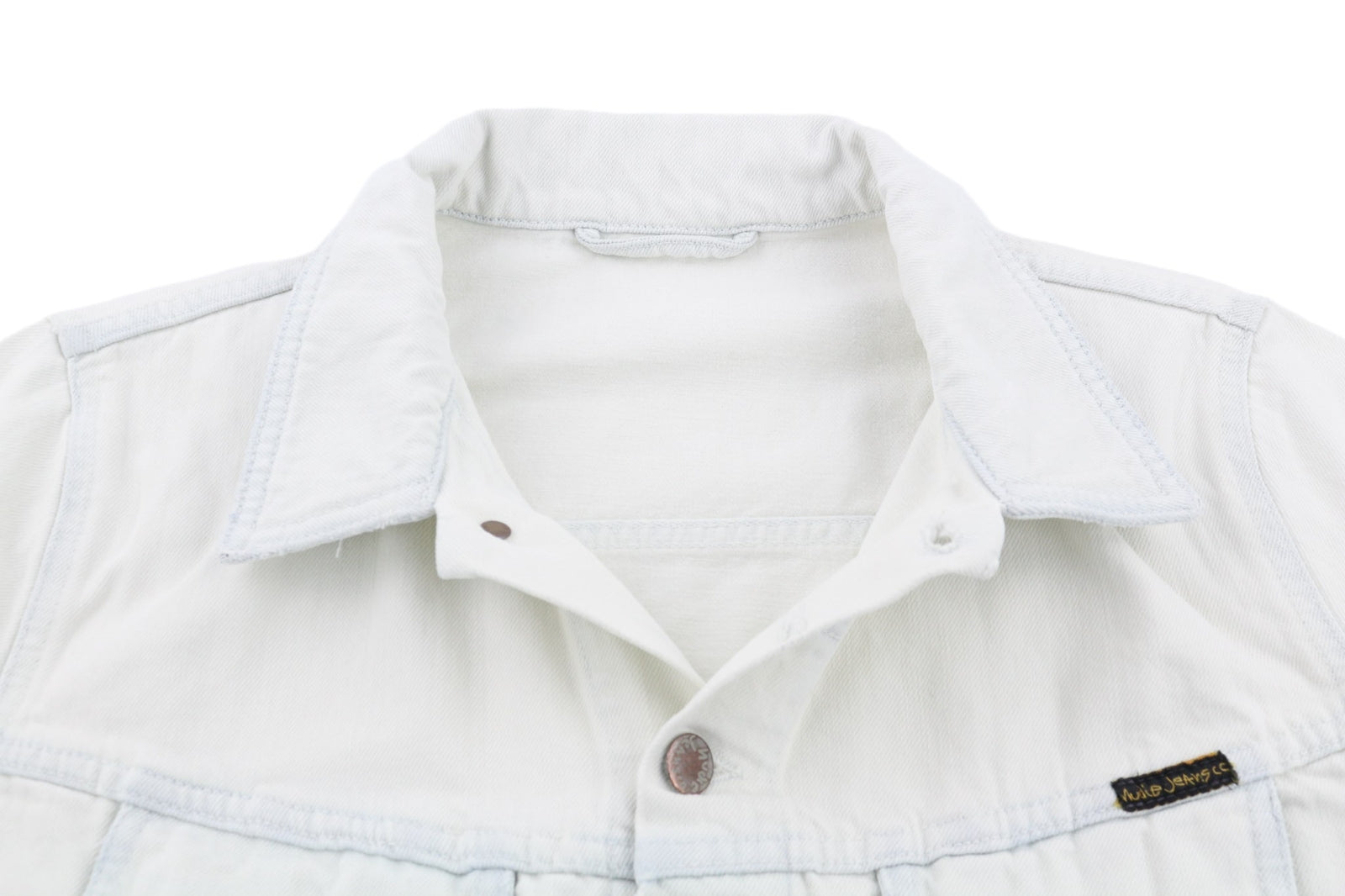 NUDIE JEANS Terry Men Jacket M Extreme Bleach Light Button Spread Denim Logo