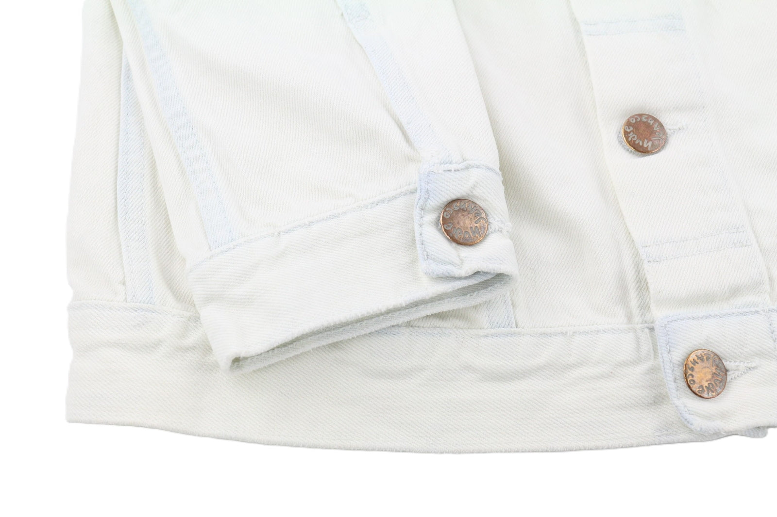 NUDIE JEANS Terry Men Jacket M Extreme Bleach Light Button Spread Denim Logo