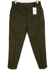 PT TORINO The Rebel Mens Trousers W36 Dark Brown Elastic Waist Turn-Up Button