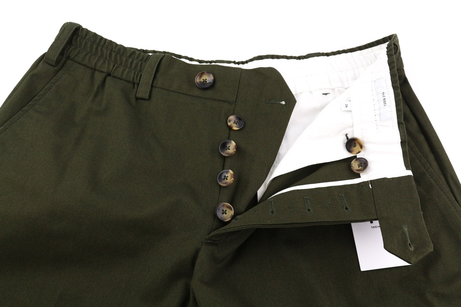 PT TORINO The Rebel Mens Trousers W36 Dark Brown Elastic Waist Turn-Up Button