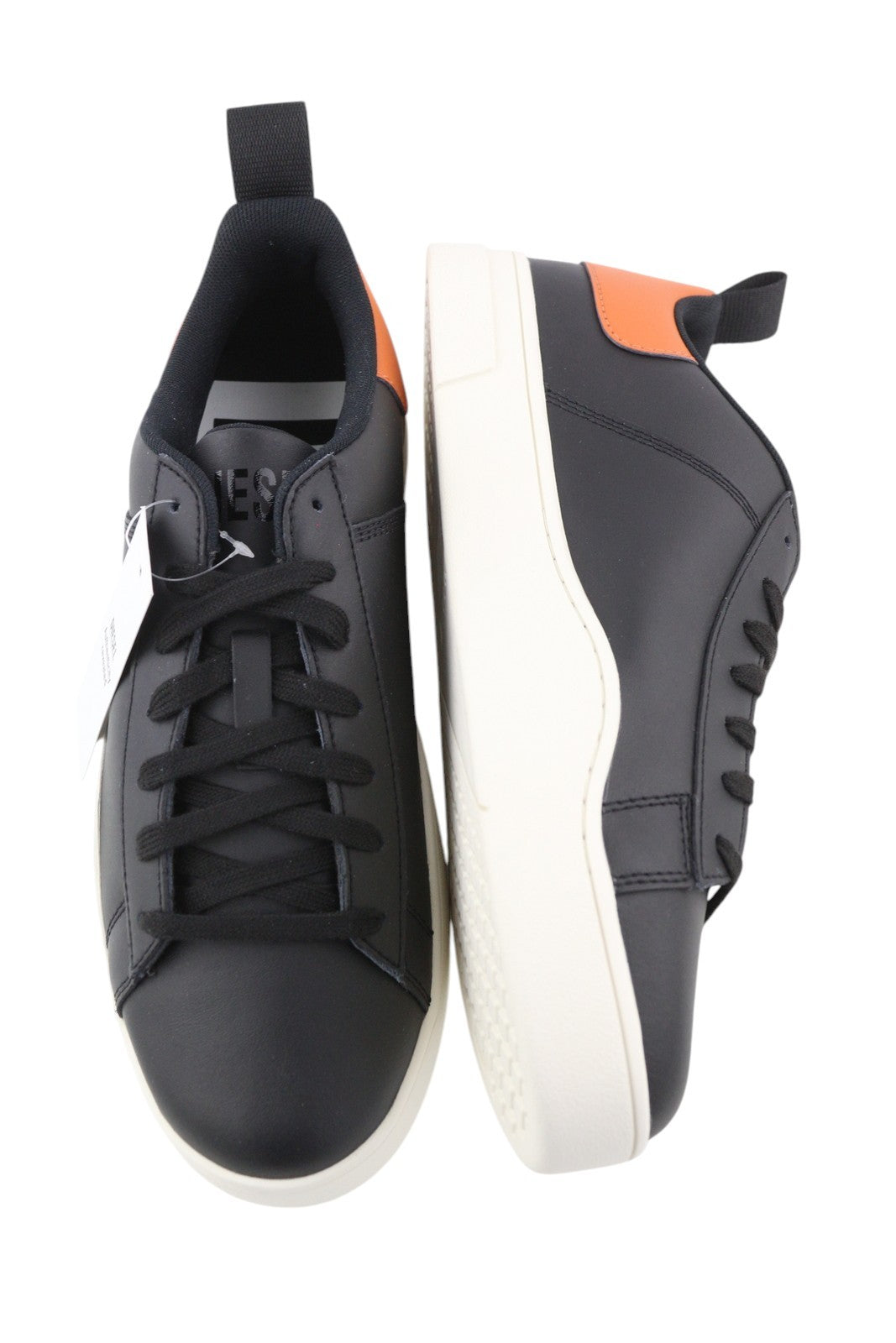 DIESEL S-Clever Low Lace Men Sneakers EU45 Black Cow Leather Almond Toe RRP120