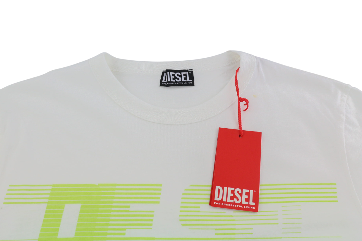 DIESEL T-Just-E19 Mens T-Shirt L Short Sleeve Crew Collar Front Tricot Light