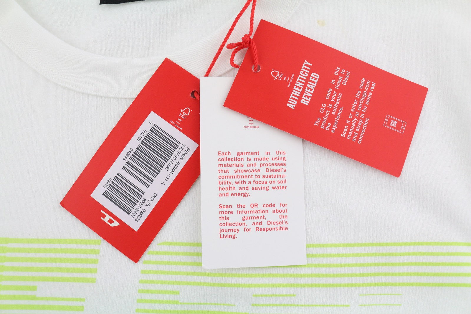 DIESEL T-Just-E19 Mens T-Shirt L Short Sleeve Crew Collar Front Tricot Light