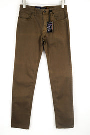 STATE OF ART Men Trousers W31/L34 Brown Regular Fit Stretch Cotton Zip Fly
