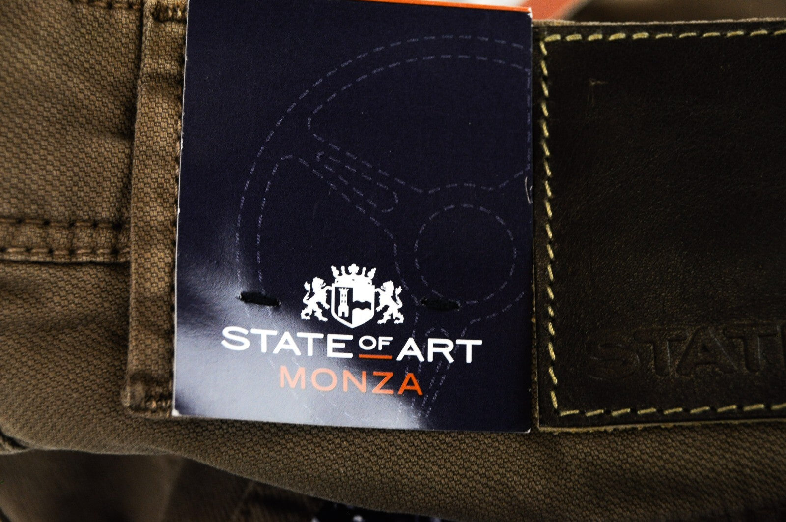 STATE OF ART Men Trousers W31/L34 Brown Regular Fit Stretch Cotton Zip Fly