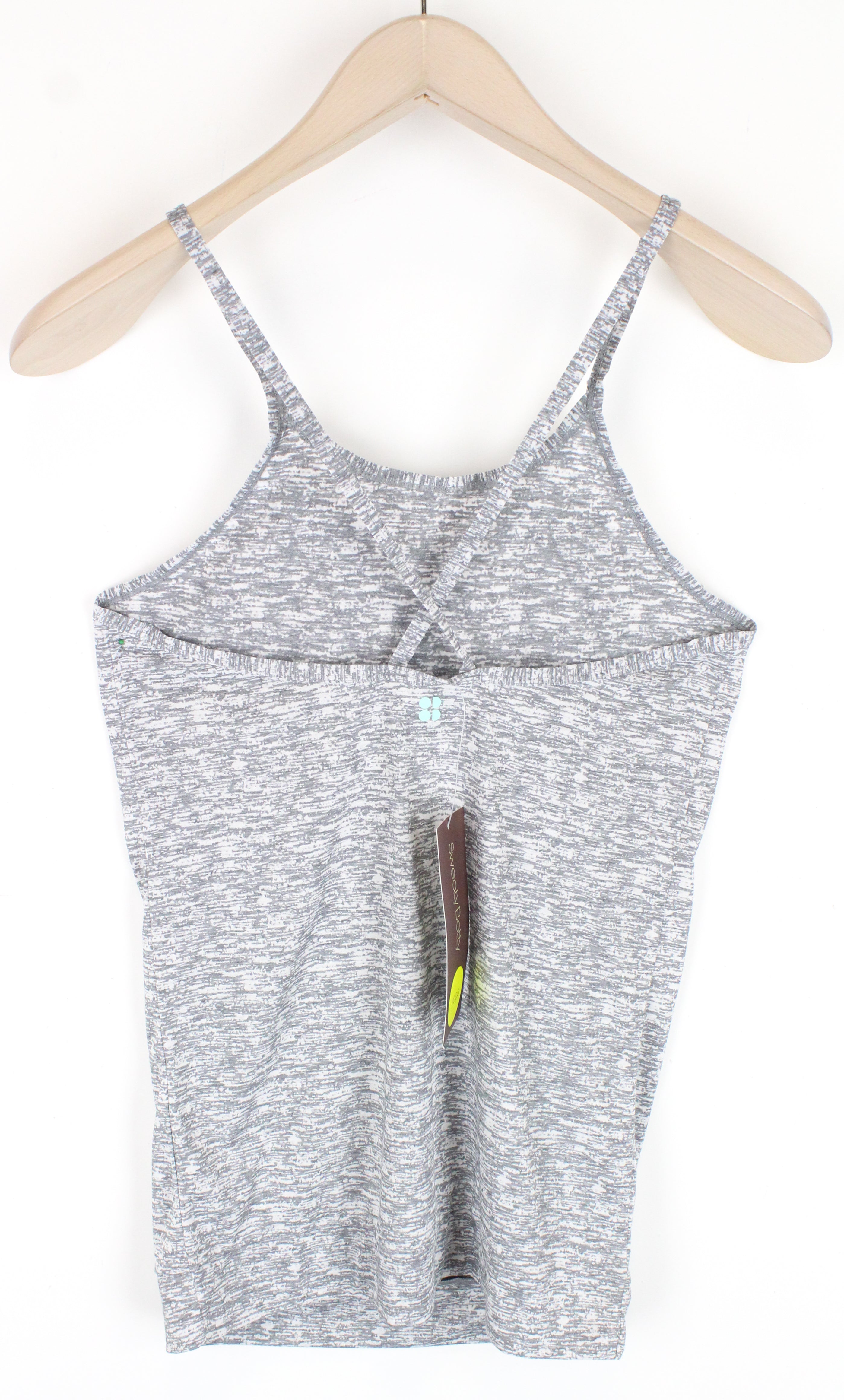 SWEATY BETTY Bakasana Yoga Women's Sport Top 2XS Grey Cross Strap Relaxed Fit