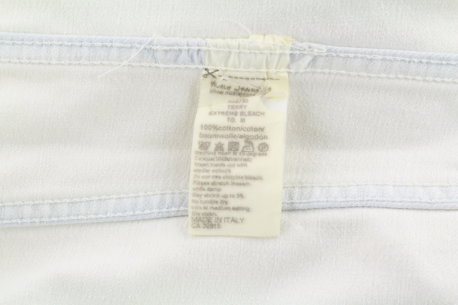 NUDIE JEANS Terry Men Jacket M Extreme Bleach Light Buttoned Spread Logo Pockets