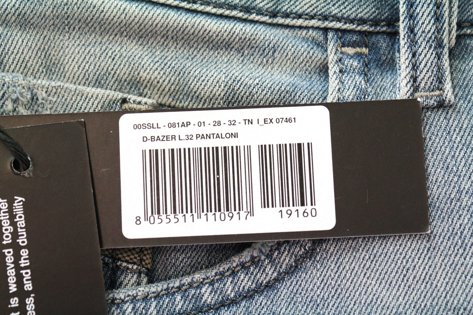 DIESEL D-Bazer 081AP Men's Jeans W28/L32 Light Blue Cotton Tapered Fit Stretch