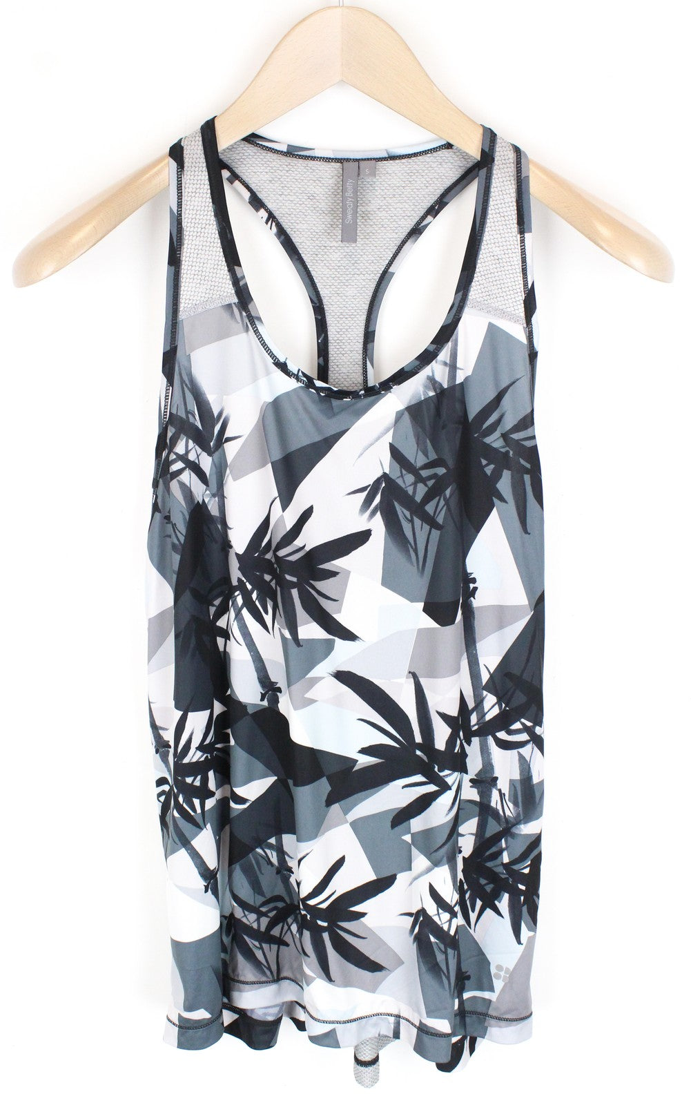 SWEATY BETTY Women's Sport Top S Grey Printed Sleeveless Gym Activewear