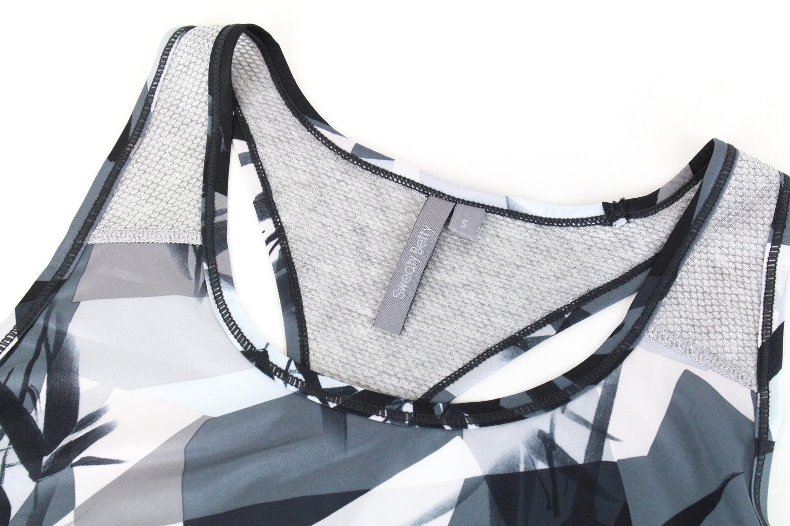 SWEATY BETTY Women's Sport Top S Grey Printed Sleeveless Gym Activewear