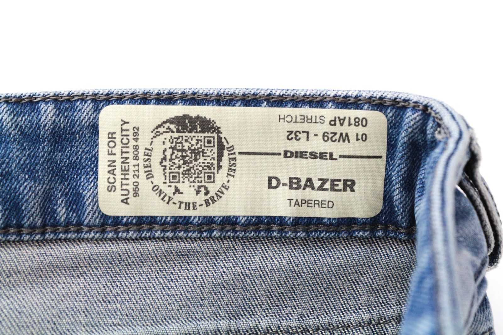 DIESEL D-Bazer 081AP Men's Jeans W29/L32 Light Blue Cotton Wash Taper Fit