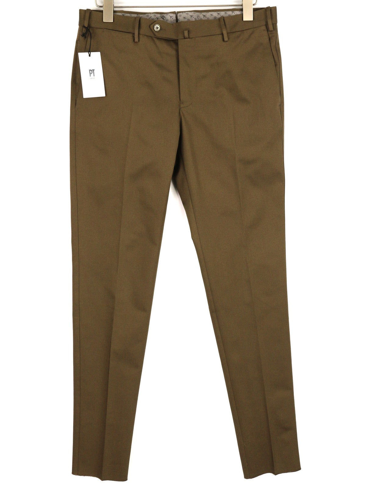 PT TORINO Skinny  Mens Trousers 48 Mid Brown Zipper Pockets Chino Casual