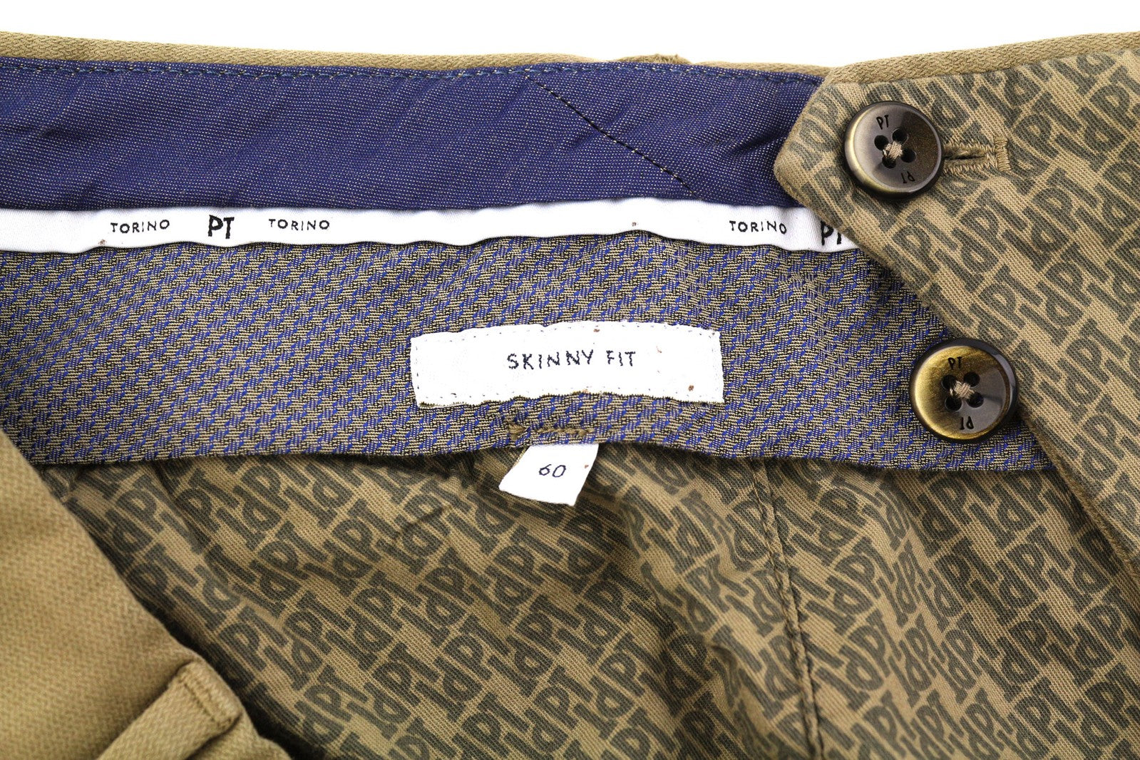 PT TORINO Skinny  Mens Trousers 60 Brown Chino Zipper Pockets Casual