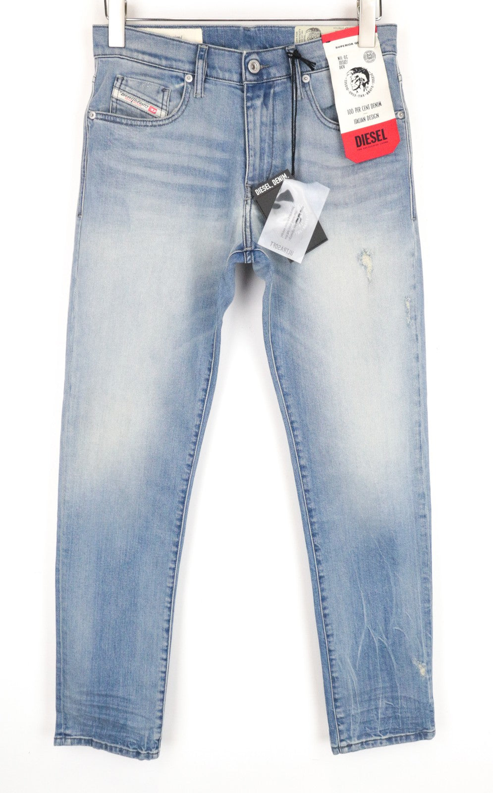 DIESEL D-Bazer 081AP Men's Jeans W28/L30 Light Blue Tapered Cotton Stretch Soft