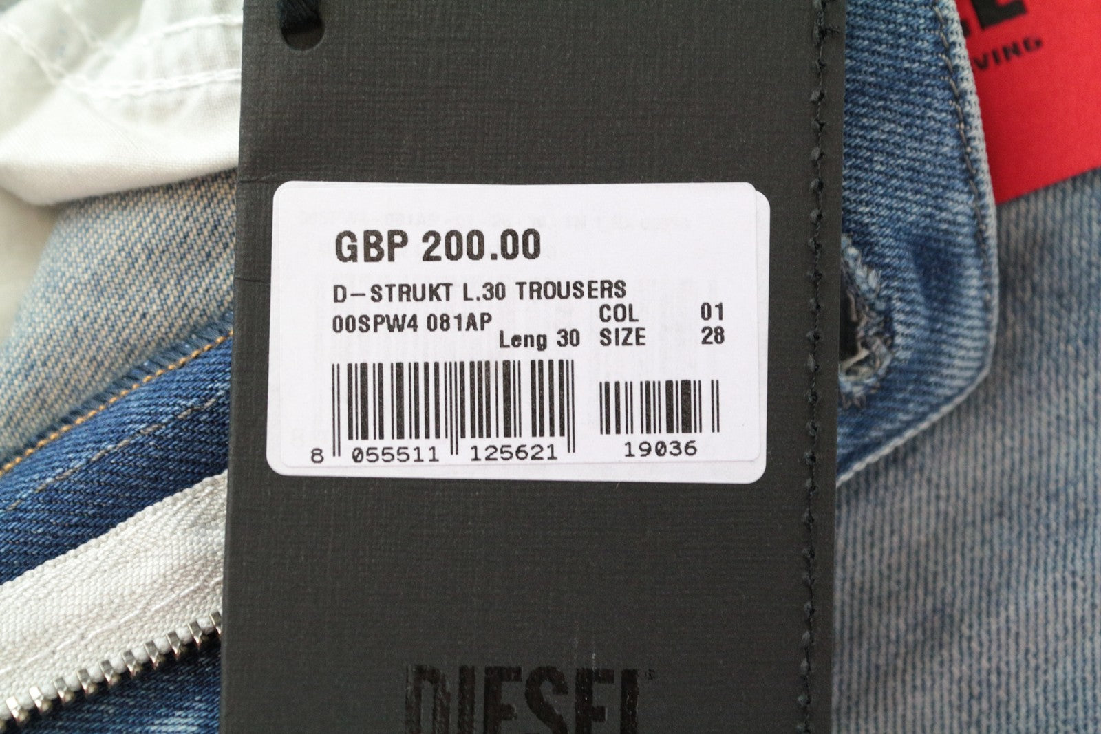 DIESEL D-Bazer 081AP Men's Jeans W28/L30 Light Blue Tapered Cotton Stretch Soft