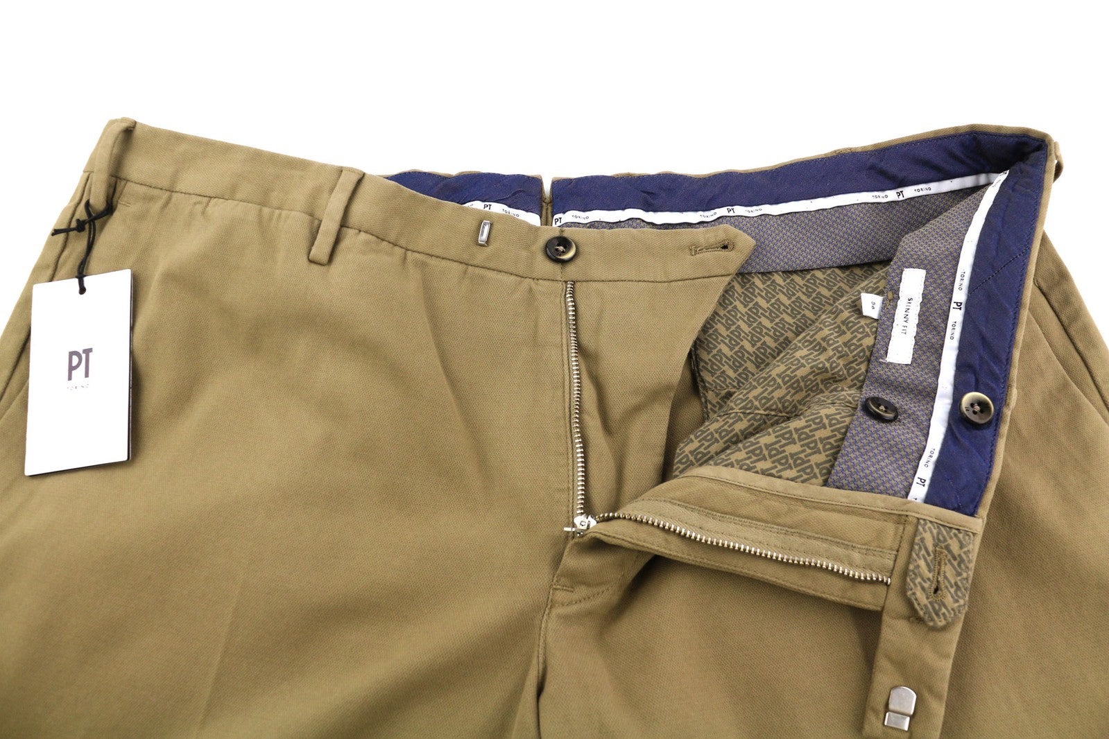 PT TORINO Skinny  Mens Trousers 56 Brown Chino Zipper Pockets Casual